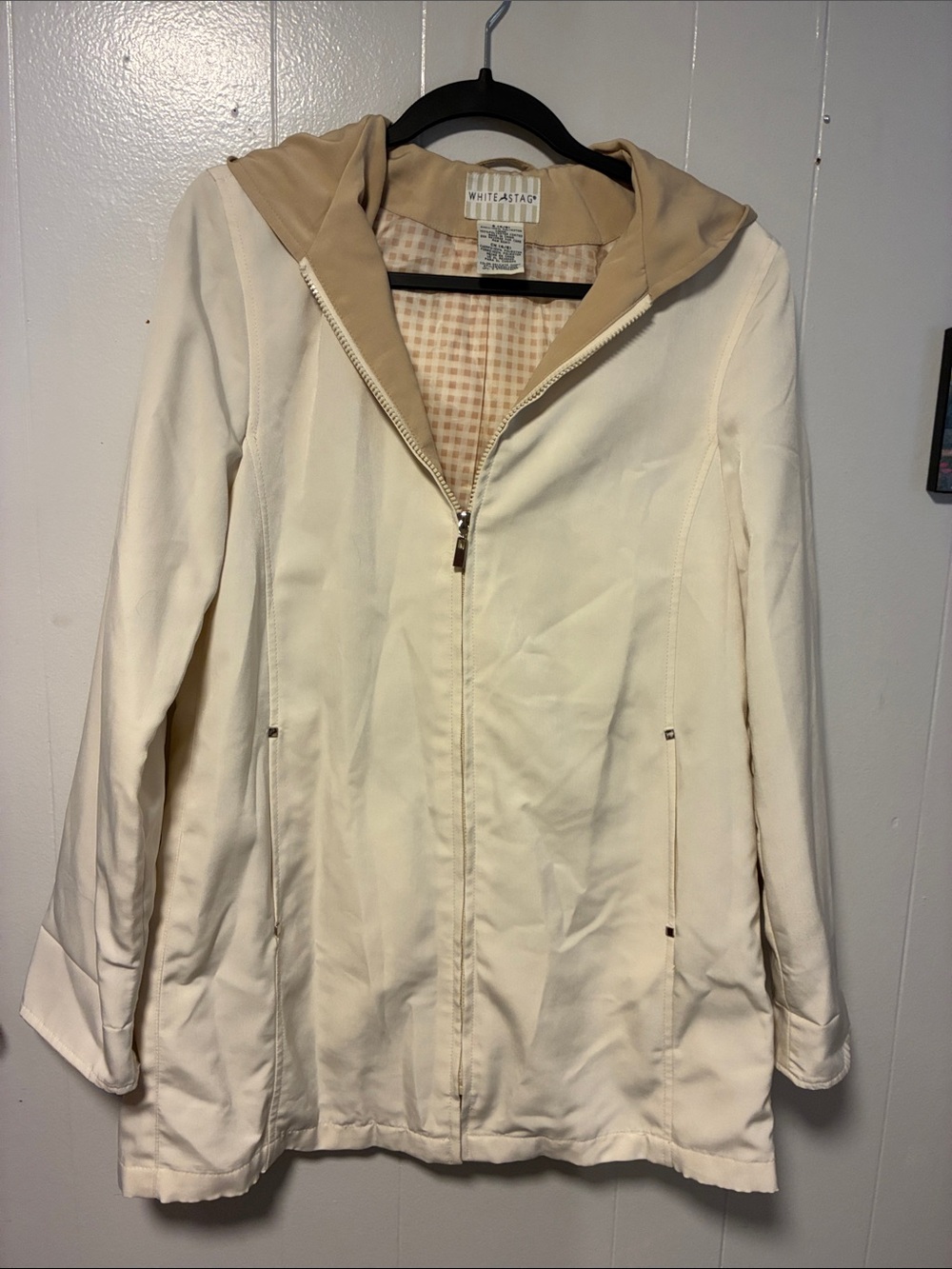 White Stag Cream Hooded Zip Jacket with Tan Lining